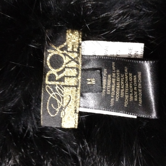 Le Rok Luxe Rabbit Fur Cardigan Sweater Jacket With Hoodie Medium - Picture 9 of 11